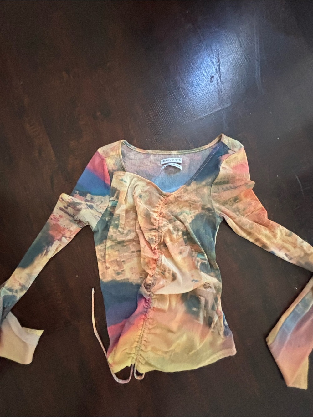 Urban Outfitters Multicolor Ruched Long Sleeve Top medium
